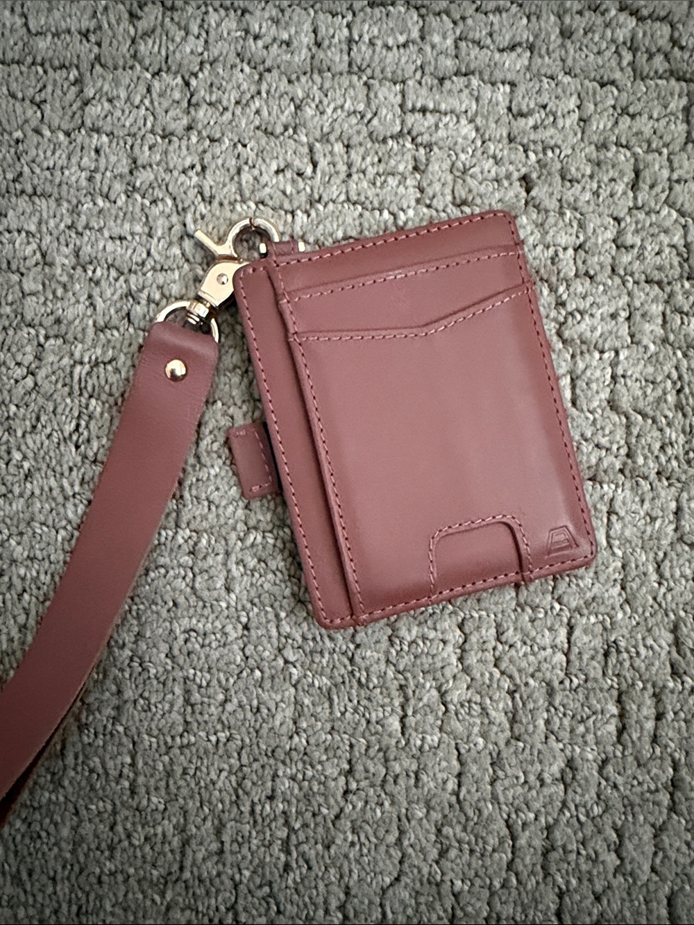 Leather Card Holder Lanyard - Mauve